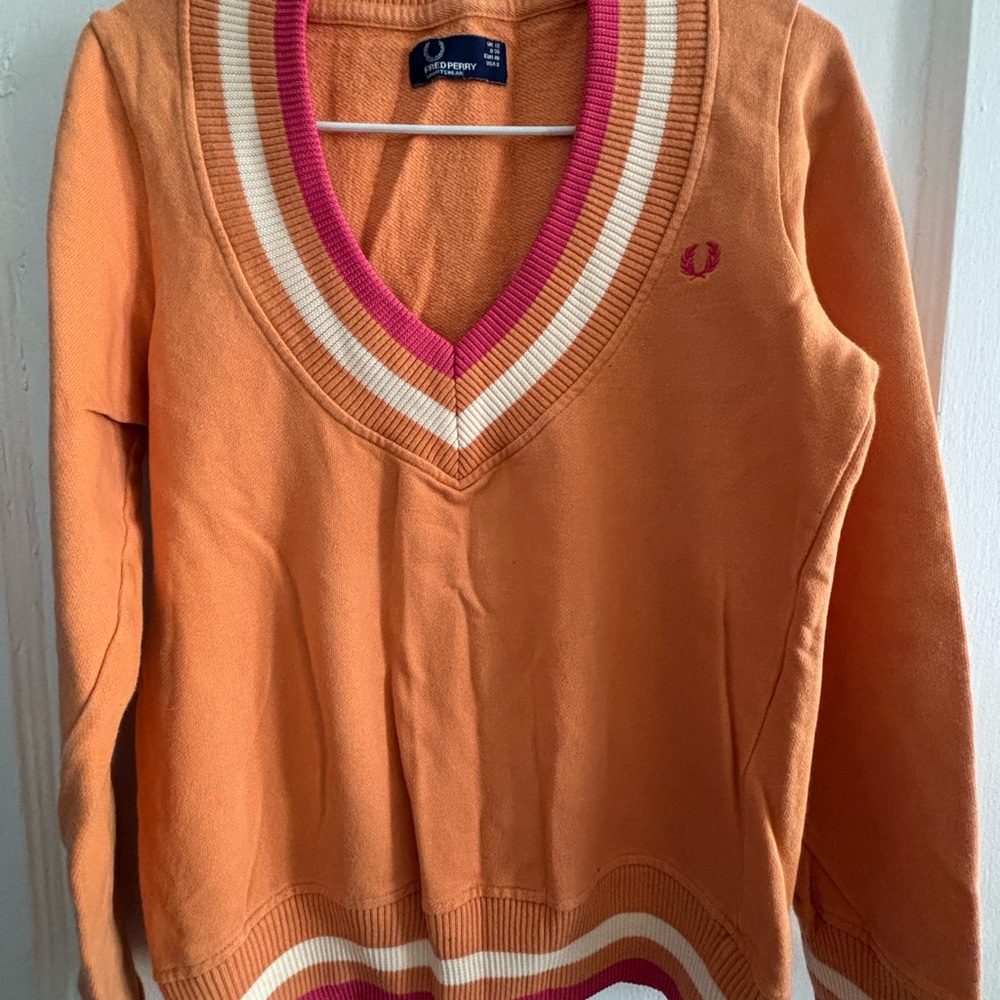 Fred Perry Orange V-Neck Sweater